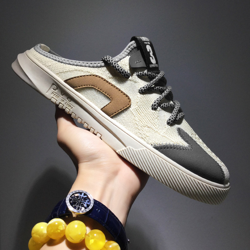 Canvas semi-slippers Summer outdoor breathable 2022 new heel No heel wear non-slip semi-towing a foot pedal sloth shoe