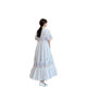 2023 summer new retro court style long skirt female ins super fire fungus ear side puff sleeve loose dress