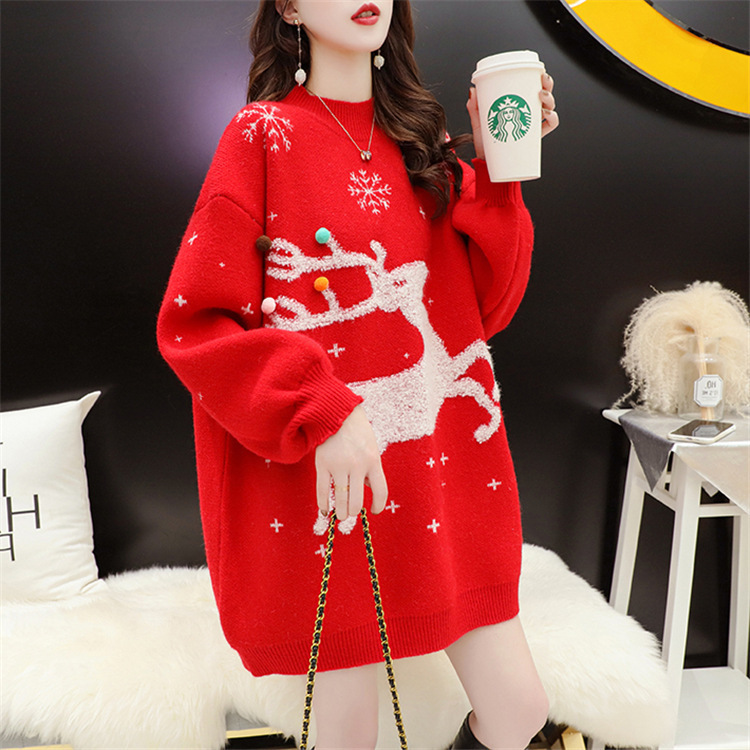 Pregnant women's autumn sweater mid-length loose maternity sweater thickened pullover foreign style maternity top autumn new style