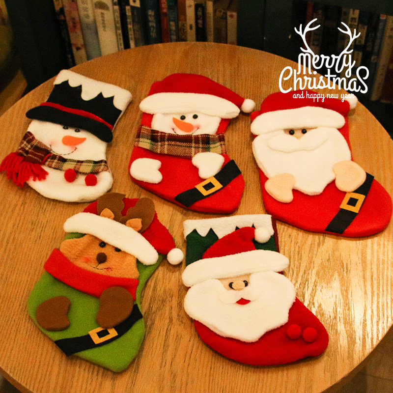 Small number Christmas stocking scene Placement Accessories Children Christmas Socks Gift Bags Candy Gift Socks Cartoon Pendant-Taobao