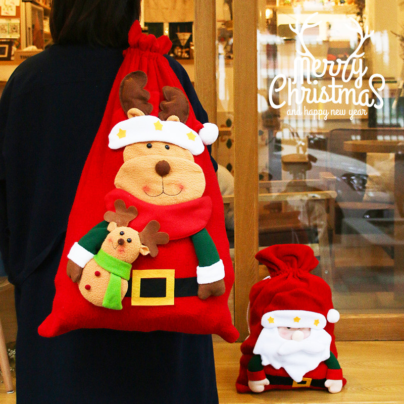 Christmas Gift Bag Apple Bag Adornment Christmas Bag Pendant Santa Backcloth Decorative Goods Socks-Taobao
