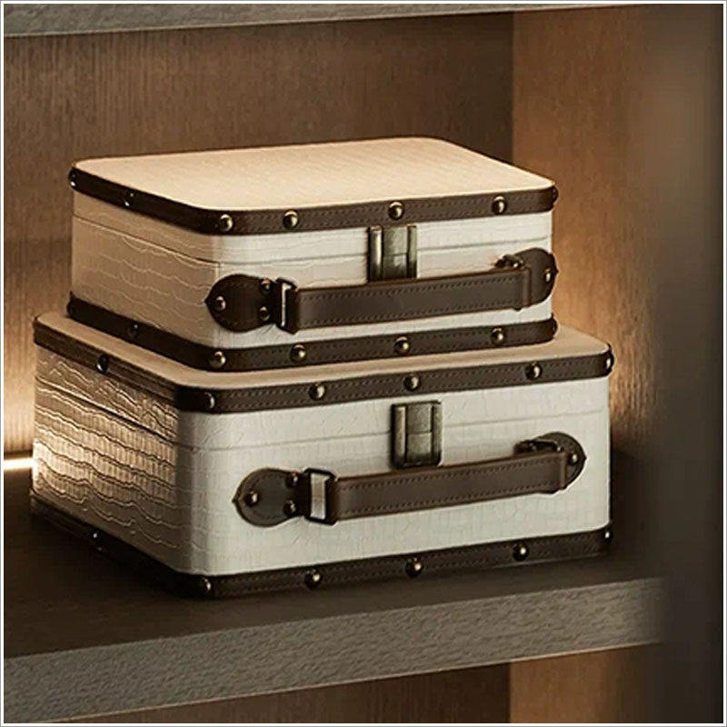 Leather Portable Storage Box, Model Room Wardrobe Storage Box, Travel Suitcase, Photography Shooting Box, Decorative Items Leather Portable Storage Box, Model Room Wardrobe Storage Box, Travel Suitcase, Photography Shooting Box, Decorative Items