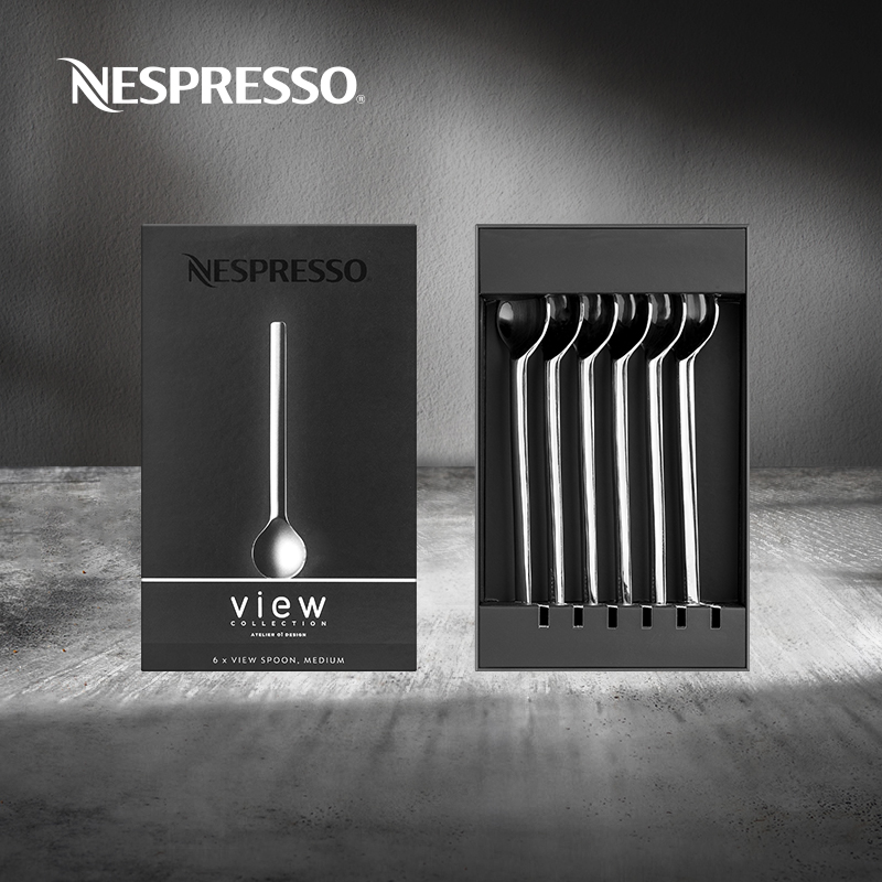 NESPRESSO View Series Medium Stainless Steel Coffee Mixing Spoon Set of 6