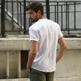 汉絮 Свежая белая летняя рубашка для отдыха, короткий рукав, облегающий крой