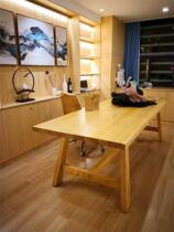 All solid wood dining table log dining table rectangular table simple Nordic table and chair combination solid wood workbench home dining table