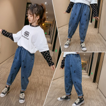Girls denim long pants 2020 new spring and autumn 6 foreign style 7 autumn ten-year-old autumn dad 8 girls 9 radish