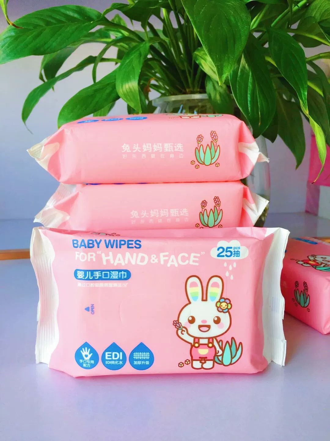 Đầu thỏ mẹ 25 lần bơm * 8 gói khăn ướt, khăn lau miệng mềm chuyên dụng cho bé sơ sinh, gói gia truyền cô đặc nụ mật ong chính hãng - Khăn ướt