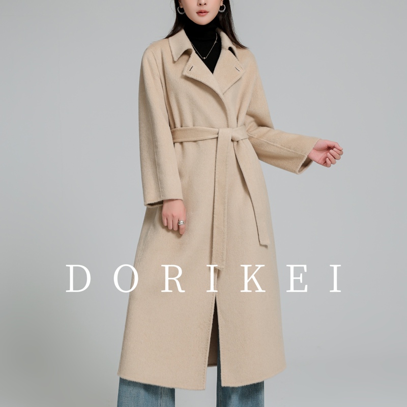 [100% Camel Hair] Women's Classic Manuela Style Double-Sided Long Camel Hair Coat