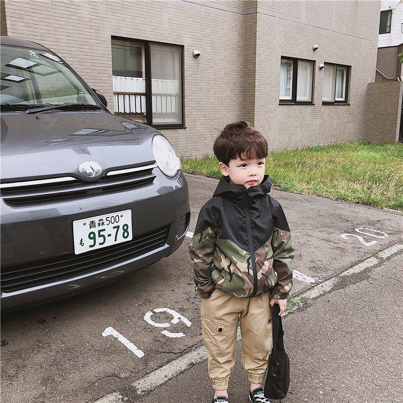 Boys velvet thick fried street coat winter fashionable camouflage cotton jacket sports casual windproof waterproof winter