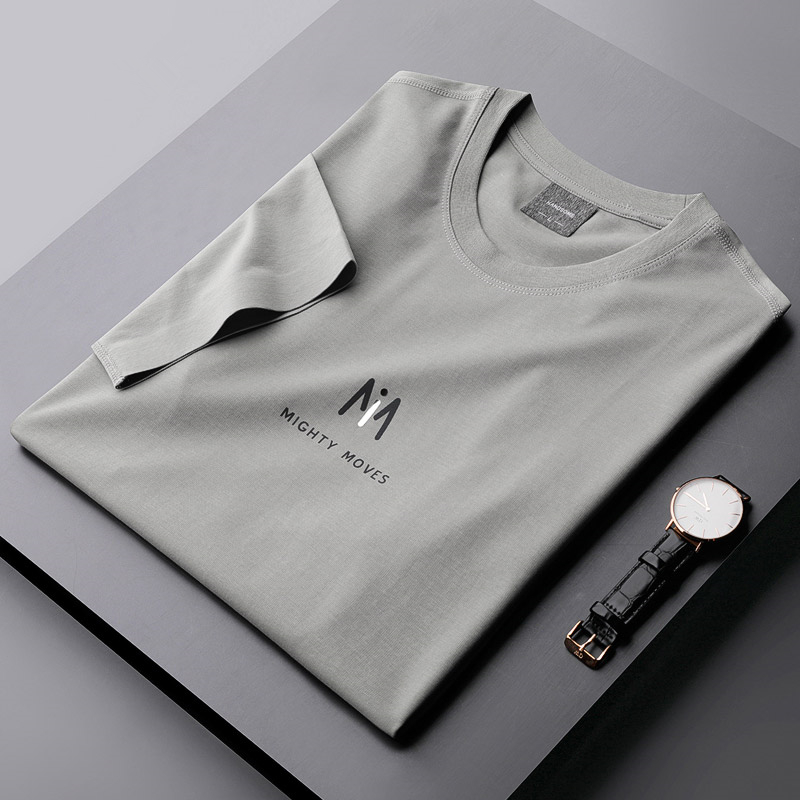 S F Marceau ~ Black tech silk light cotton no-mark ice silk short sleeve T-shirt for men casual high-end jersey