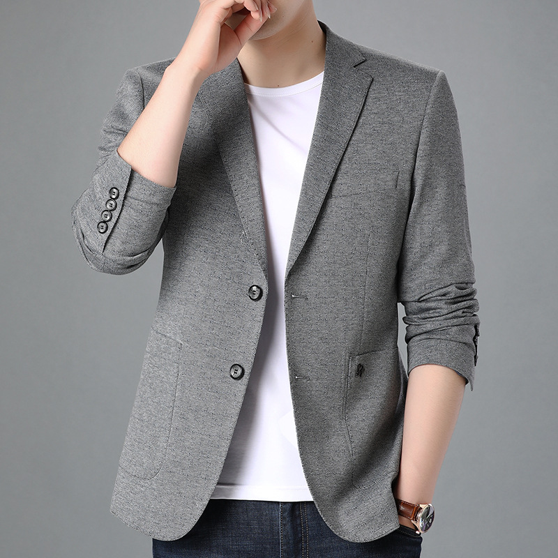 Small suit jacket male and Korean version trendy slim fit grey jacket blouses youth business casual men's suit