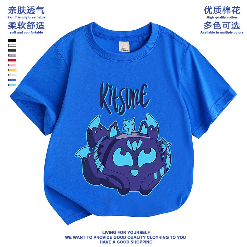 Blox Fruits Clothing Boys' Short-Sleeve T-Shirt Summer Children's Clothing Top Kids' Roblox Fruit Fox Box