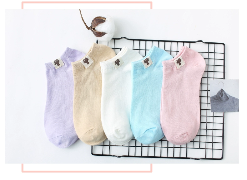 Vớ nữ vớ cotton cotton sợi nông miệng vô hình Hàn Quốc dễ thương mùa hè mỏng phần silicon chống trượt vớ dài