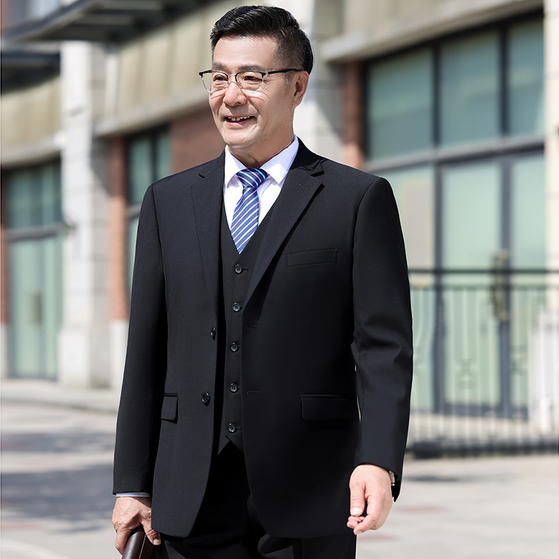 Wedding Banquet Suit for Dad, Three-Piece Suit for Middle-Aged Men, Spring and Autumn Business Formal Wear