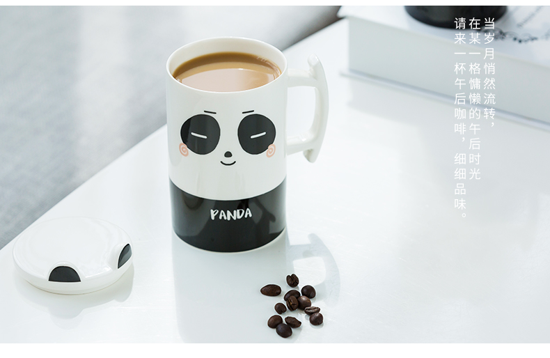 Nan sheng ceramic glass mugs creative cartoon panda cup pure and fresh and lovely move household with cover