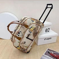 Duffle bag large capacity large student pu tie rod female portable cartoon travel bag small short Oxford luggage bag