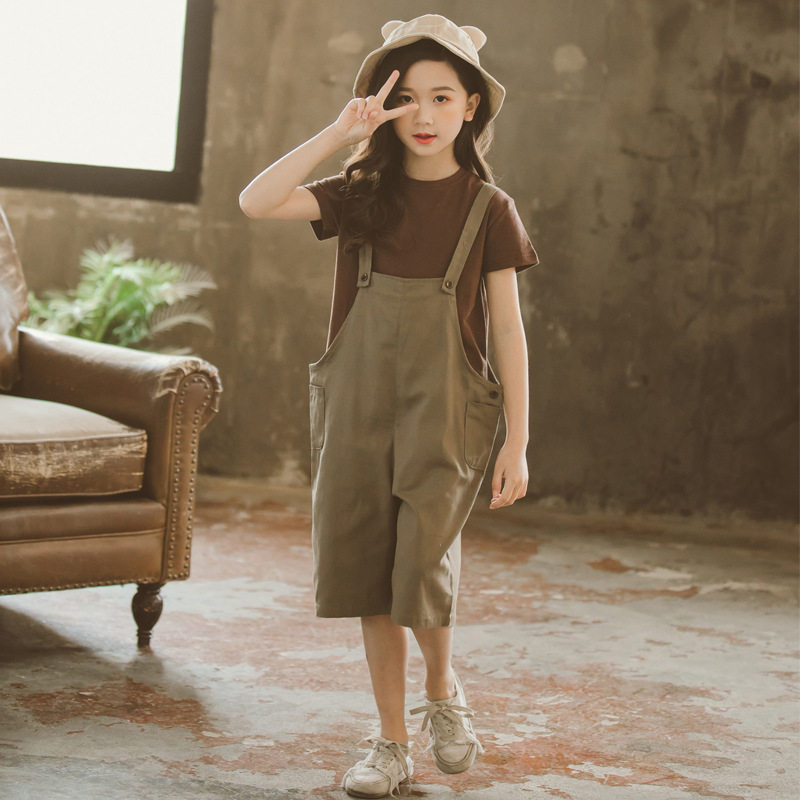 Girls net red suit short-sleeved T-shirt holding baby bag pants