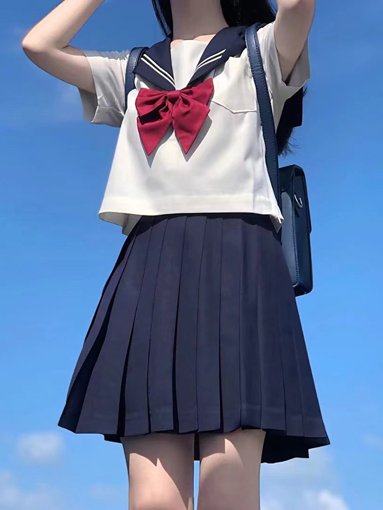 Girl JK Uniform Yankee Summer Dress Navy Leading Child Kids in Summer Dress