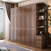 Hupeach Wood Solid Wood Wardrobe Chinese Style Home Bedroom 3456 Door Flat Open Lockers Multifunction Combined Large Closet
