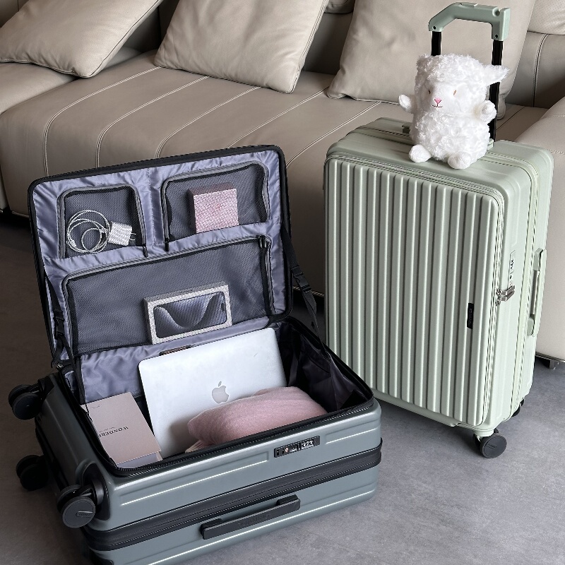 Roaming New Side-Opening Suitcase Expandable Trolley Case Zipper 20-Inch 24 Travel Carry-On Leather Suitcase for Men and Women