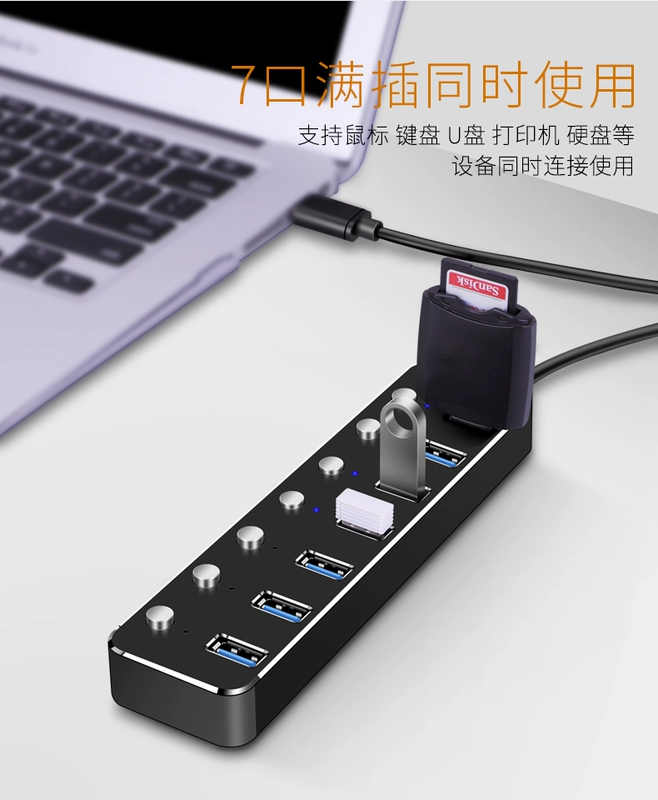 3,0 lần so với số lượng đa chức năng chính hãng usb splitter 7 máy tính xách tay ổ cắm hub usb máy tính bộ chuyển đổi USP mở rộng đa giao diện trung tâm u-xe đường mở rộng điện thoại máy in - USB Aaccessories