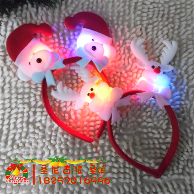 Santa Glowing Head Buckle Party Supplies Headwear Hairpin Gift Christmas Antler Headband