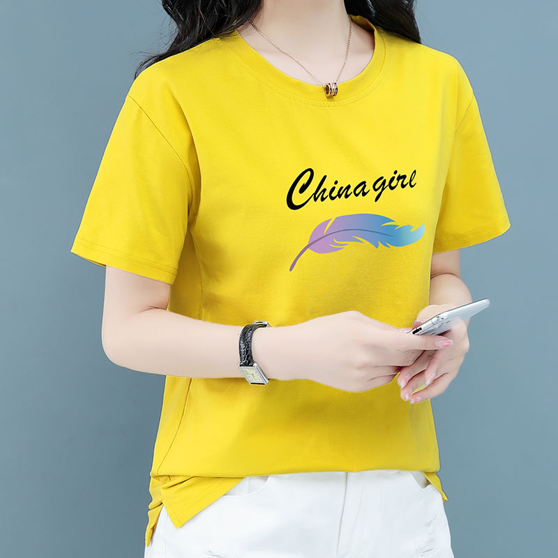 Pure cotton split short-sleeved t-shirt ladies summer mother young small loose Korean version 2022 new tops