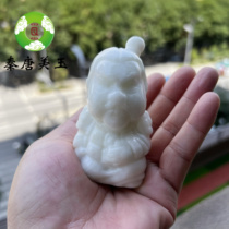 Shaanxi Xian natural blue field jade carved cartoon terracotta warriors and horses hand piece white jade hand piece Xian Lantian jade