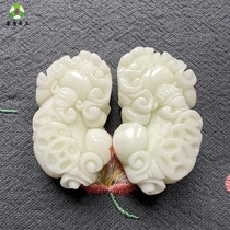 Shaanxi Xian specialty Lantian Jade Pixiu natural Lantian Jade Live Jade Pixiu pair for men and women of the same style with certificate