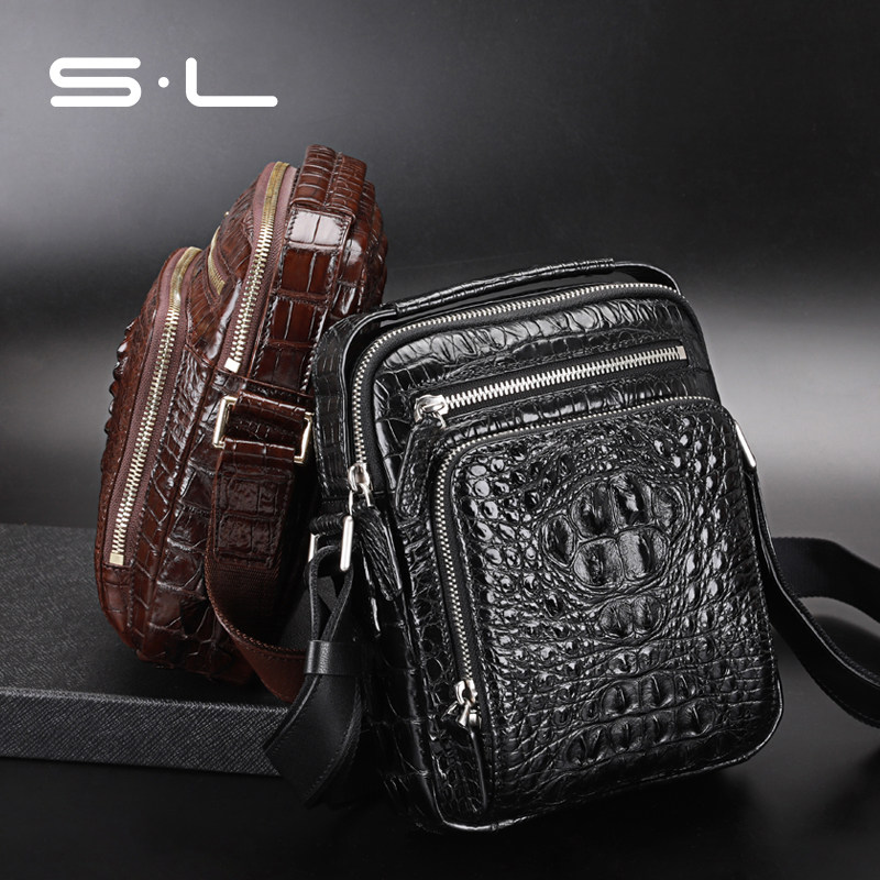 SL Crocodile Leather Bag Male Leather Young People Leisure Single Shoulder Package Business Trend Mass Capacity Slop