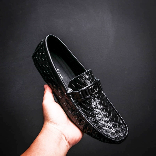 潮仁区 Летняя плетеная черная спортивная обувь в английском стиле, из натуральной кожи, мягкая подошва, в британском стиле