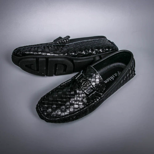 潮仁区 Летняя плетеная черная спортивная обувь в английском стиле, из натуральной кожи, мягкая подошва, в британском стиле