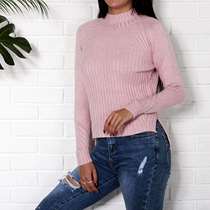 Sweater autumn and winter round neck solid color long-sleeve