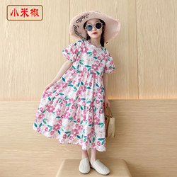 2024 Summer new girl dress Sisters Sisters, big child and female parent -child beach skirt all cotton floral long skirt