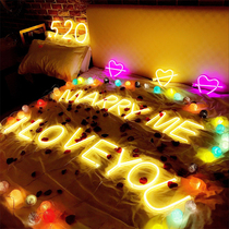 Led letter neon cours for wedding placement Creative items Birthday Props Romantic Table White Surprise Theorist decorative lights