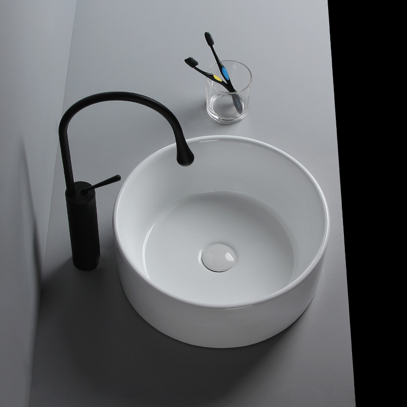 Nordic thin edge wash basin counter basin round bathroom washbasin balcony ceramic washbasin 35 45 40cm