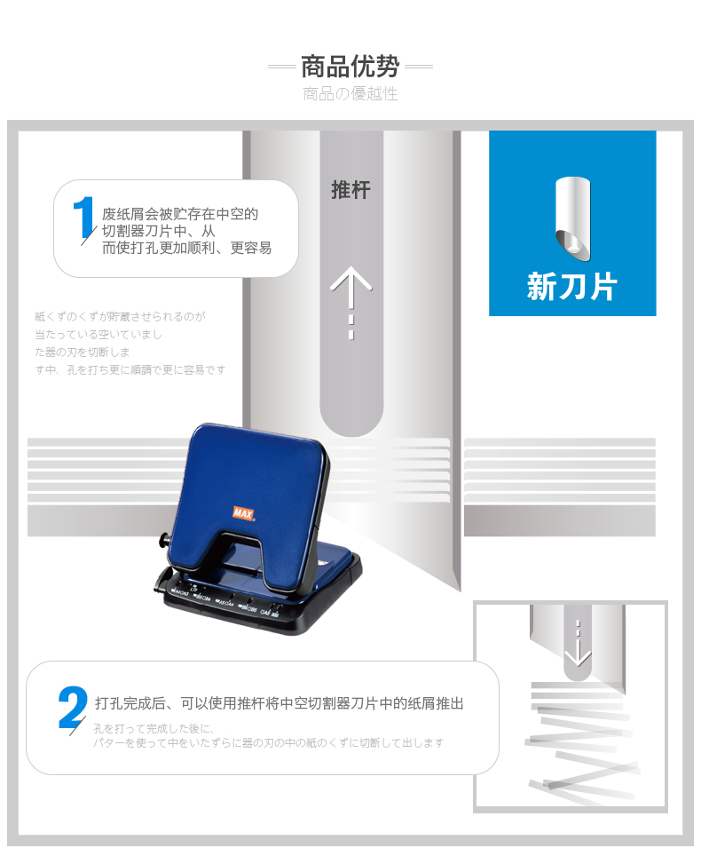 MAX两孔打孔器手工打孔器活页打孔机打洞器