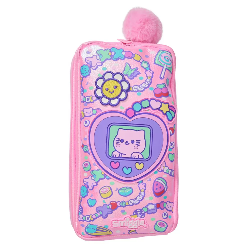 Fuchsia universal pencil case for students, double-layer gift box with zipper, unicorn