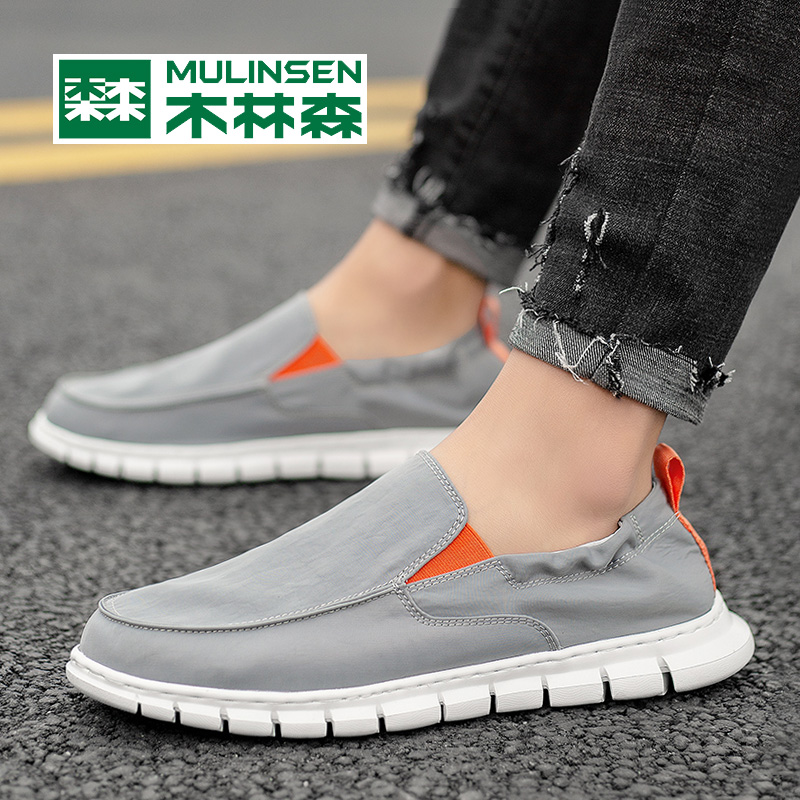 Wood Linson Male Shoes Old Beijing Cloth Shoes Men's Summer Breathable Thin one Foot Pedal Casual 2022 New Sail Cloth Shoes