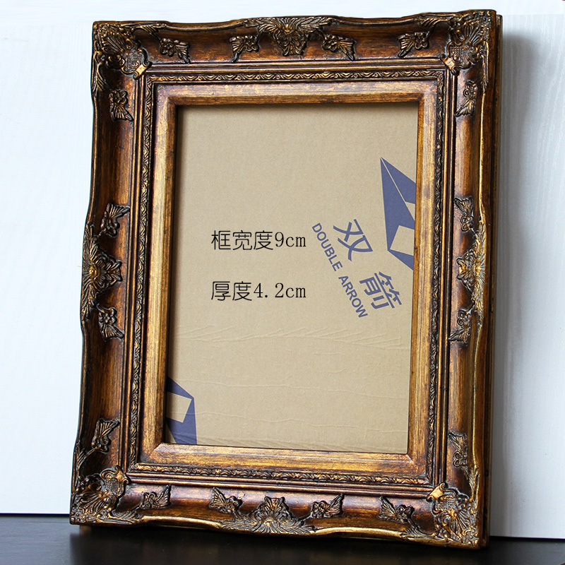European-Style Solid Wood Picture Frame Oil Painting with Gold Foil Vintage Frame Mounting Outer Frame Width 9cm Thickness 4.2