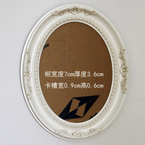 Round oil painting frame custom oil painting mounting oval photo frame white aged oval photo frame width 7cm