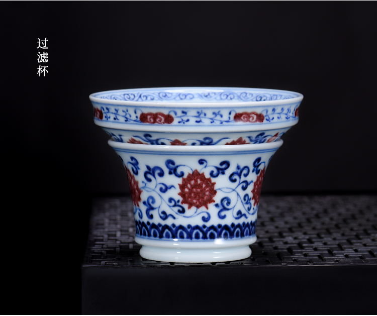 Jingdezhen tureen suit) make tea cup bowl is pure blue and white youligong hand - made ceramic tea set kunfu tea