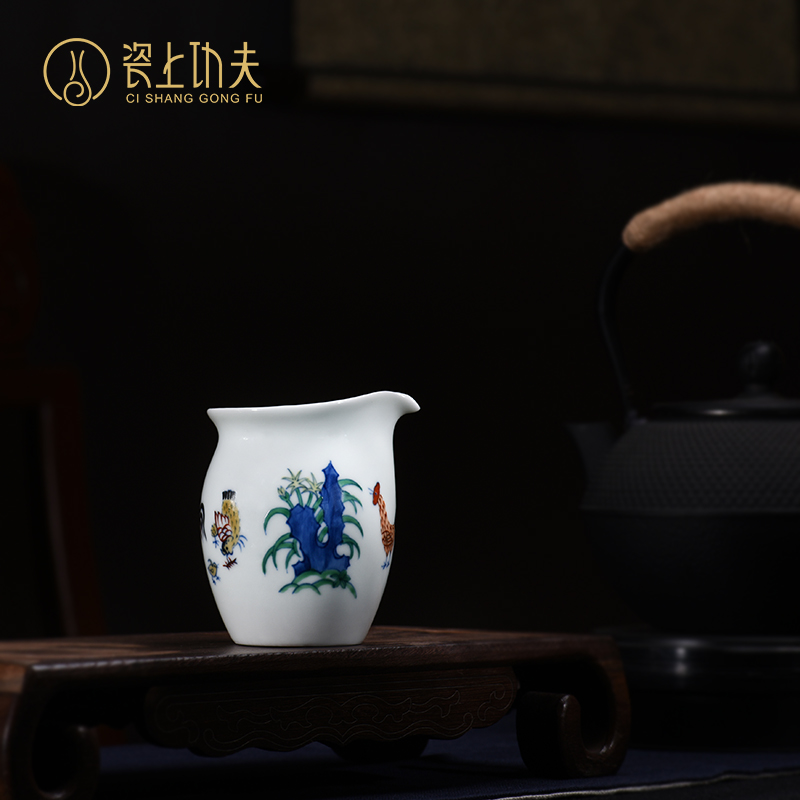 Ming chenghua chicken color bucket cylinder of jingdezhen manual archaize kung fu tea set hand - made master cup sample tea cup