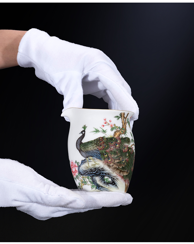 Jingdezhen kung fu tea accessories hand - made peacock enamel points fair keller of tea ware ceramic cup