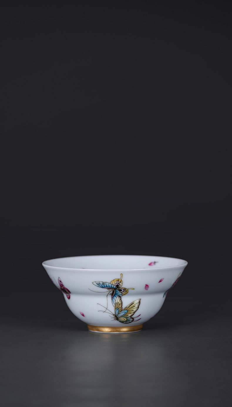 Pure manual hand - made famille rose porcelain on kung fu famille rose tea cup of jingdezhen ceramic tea set master cup single CPU trumpet