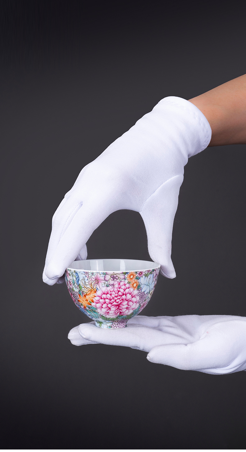 Flower is the master cup colored enamel hand - made teacup personal special single cup participants in high - grade jingdezhen tea set orphan works