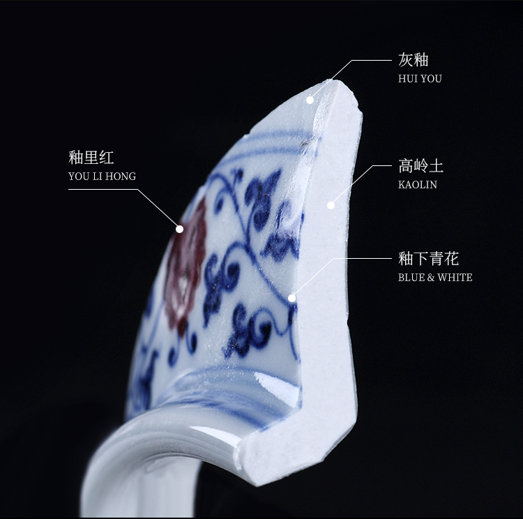 Jingdezhen blue and white youligong office tea cups hand - made ceramic tea set kung fu large capacity cups with cover