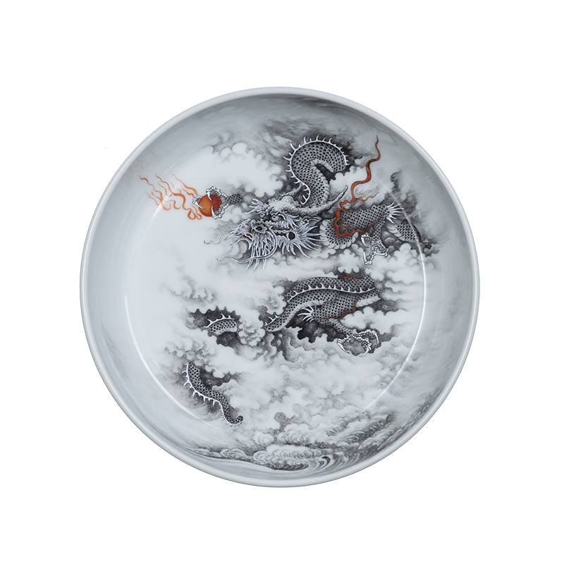 Dragon tea tray was jingdezhen porcelain on kung fu pure manual ink kung fu tea accessories supporting plate of high - end ceramic pot