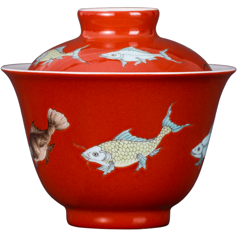 Jingdezhen pure manual only three tureen ceramic cups color glaze single thin foetus ceramic bowl kung fu tea set