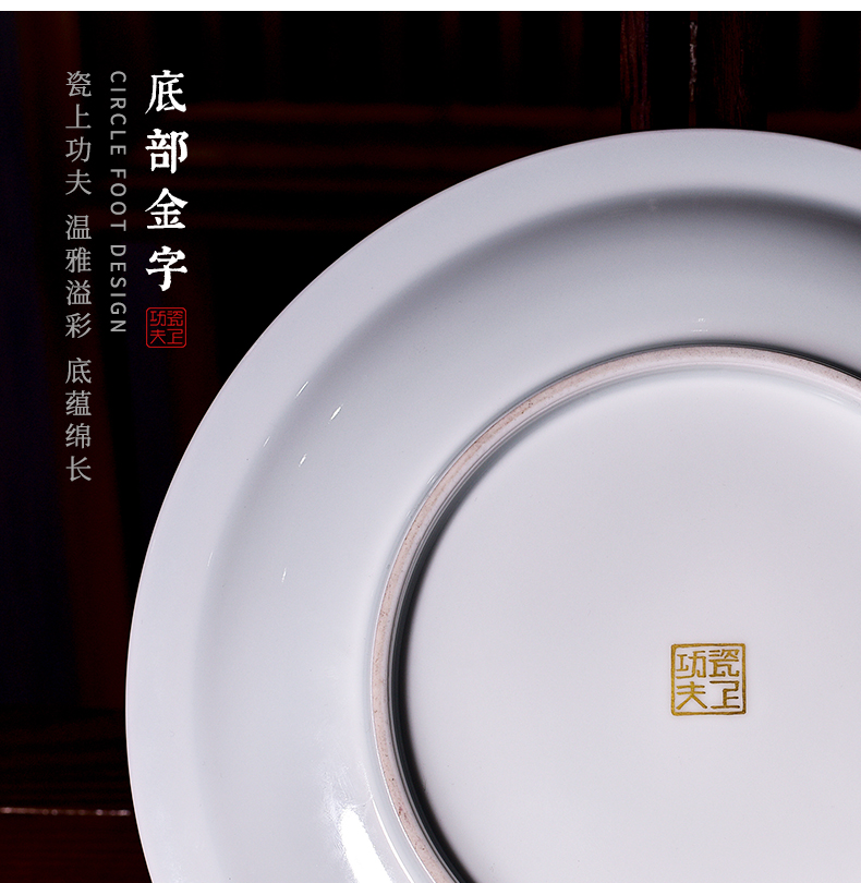 Jingdezhen tea tray manual painting decorative ceramic disc roars sirens plate orphan works appreciation of art collection